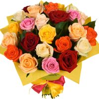 Bouquet 25 різнокольорових троянд