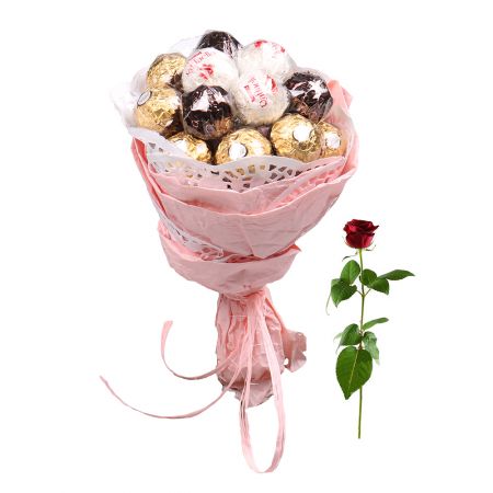 Chocolate bouquet + free rose | order now